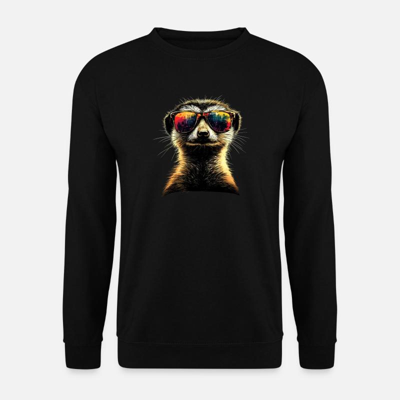 Erdmännchen Sonnenbrille Bunt Süßes Erdmännchen - Unisex Pullover - Schwarz