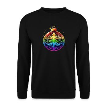 Rainbow Christmas Ball with Christmas Tree Ornament - Unisex Sweatshirt - black - Front - Alina (178cm) & Michal (187cm)