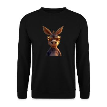 Donkey Domestic Donkey Riding Stable Love Cute Donkey - Unisex Sweatshirt - black - Front - Alina (178cm) & Michal (187cm)