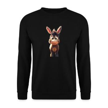 Donkey Domestic Donkey Riding Stable Love Cute Donkey - Unisex Sweatshirt - black - Front - Alina (178cm) & Michal (187cm)