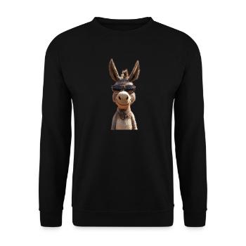 Donkey Domestic Donkey Riding Stable Love Cute Donkey - Unisex Sweatshirt - black - Front - Alina (178cm) & Michal (187cm)