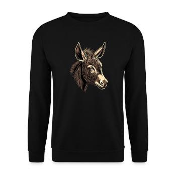 Donkey Domestic Donkey Riding Stable Love Cute Donkey - Unisex Sweatshirt - black - Front - Alina (178cm) & Michal (187cm)