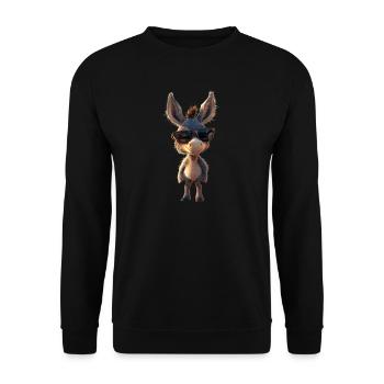 Donkey Domestic Donkey Riding Stable Love Cute Donkey - Unisex Sweatshirt - black - Front - Alina (178cm) & Michal (187cm)