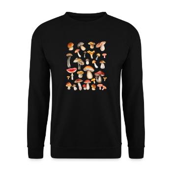 Pilze - T-Shirt für den Pilzsammler - Unisex Pullover - Schwarz - Vorne - Alina (178cm) & Michal (187cm)