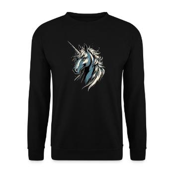 Licorne Cavalier Poney Ferme Chevaux Équitation Licornes - Sweat-shirt Unisexe - noir - Devant - Alina (178cm) & Michal (187cm)