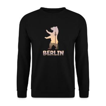 Berlin Bär gefüllt mit Skyline Fernsehturm - Unisex Pullover - Schwarz - Vorne - Alina (178cm) & Michal (187cm)