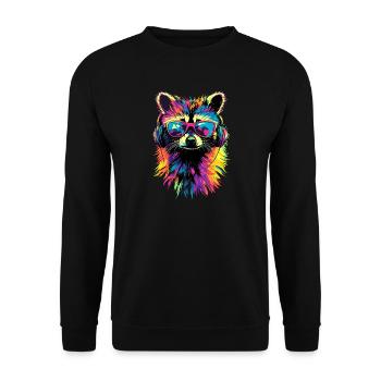 Raccoon Popart Colorful Rainbow Raccoon Raccoon Raccoon - Unisex Sweatshirt - black - Front - Alina (178cm) & Michal (187cm)