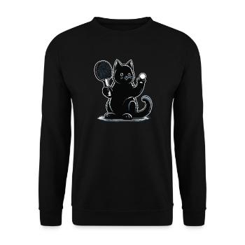 Tennis de table chat ping-pong chat noir Tenue de papa - Sweat-shirt Unisexe - noir - Devant - Alina (178cm) & Michal (187cm)