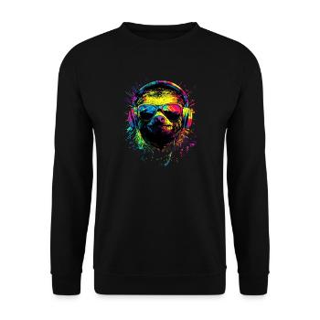 Faultier Bunte Farben Pop Art Faulpelz Faultiere - Unisex Pullover - Schwarz - Vorne - Alina (178cm) & Michal (187cm)