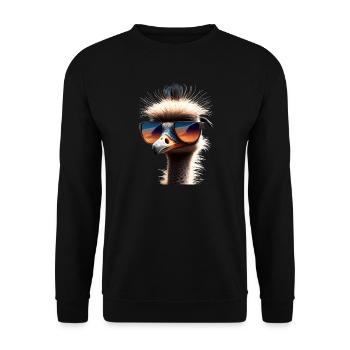 Strauss Vogel Strauß Großer Emu Laufvogel Sträuße - Unisex Pullover - Schwarz - Vorne - Alina (178cm) & Michal (187cm)