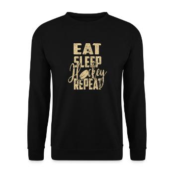 Eat Sleep Hockey Repeat - Unisex Sweatshirt - black - Front - Alina (178cm) & Michal (187cm)