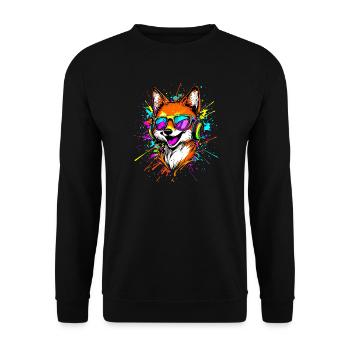 Fox DJ Headphones Colorful Rainbow Music Foxes - Unisex Sweatshirt - black - Front - Alina (178cm) & Michal (187cm)