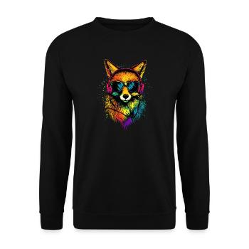 Fox DJ Headphones Colorful Rainbow Music Foxes - Unisex Sweatshirt - black - Front - Alina (178cm) & Michal (187cm)