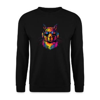 Squirrel Headphones Colorful Pop Art DJ Squirrel - Unisex Sweatshirt - black - Front - Alina (178cm) & Michal (187cm)