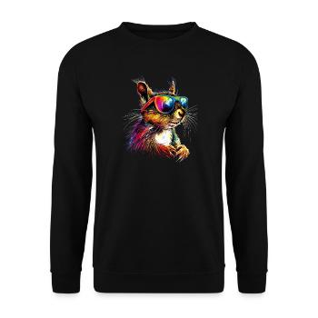 Squirrel Headphones Colorful Pop Art DJ Squirrel - Unisex Sweatshirt - black - Front - Alina (178cm) & Michal (187cm)