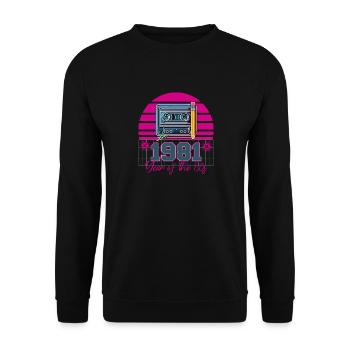 Retro Cassette 1981 - Unisex Sweatshirt - black - Front - Alina (178cm) & Michal (187cm)