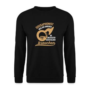 Sousaphonist Held Sousaphon Musiker Blaskapelle - Unisex Pullover - Schwarz - Vorne - Alina (178cm) & Michal (187cm)