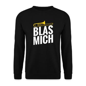 Posaune Blas Mich Humorvolle Musik - Unisex Pullover - Schwarz - Vorne - Alina (178cm) & Michal (187cm)