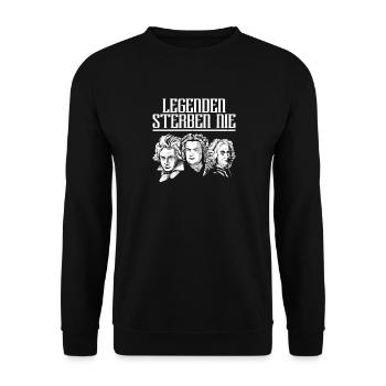 Legenden sterben nie Beethoven Bach Händel Klassik - Unisex Pullover - Schwarz - Vorne - Alina (178cm) & Michal (187cm)