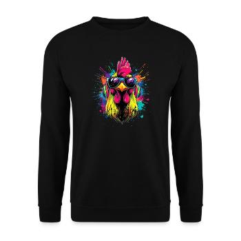 Coq Poulet Papa Poulailler Papa Poulet fermier Poulets - Sweat-shirt Unisexe - noir - Devant - Alina (178cm) & Michal (187cm)