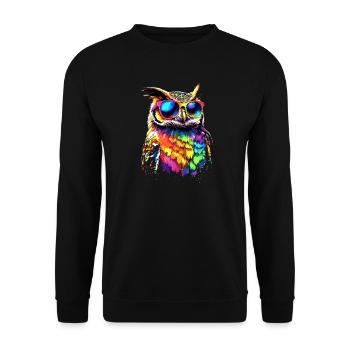 Owl Colorful Rainbow Colors Owl Owl Owl Owl Owl - Unisex Sweatshirt - black - Front - Alina (178cm) & Michal (187cm)