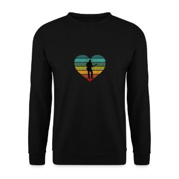 Guitare Retro Heart Design pour Guitaristes - Sweat-shirt Unisexe - noir - Devant - Alina (178cm) & Michal (187cm)