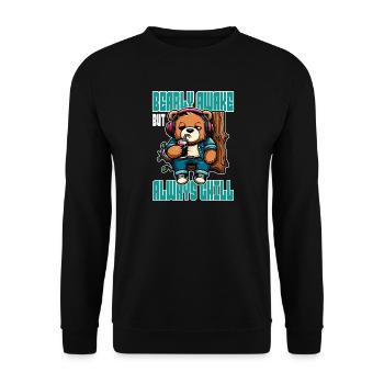 Bearly Awake - Drôle d’ours Design - Sweat-shirt Unisexe - noir - Devant - Alina (178cm) & Michal (187cm)