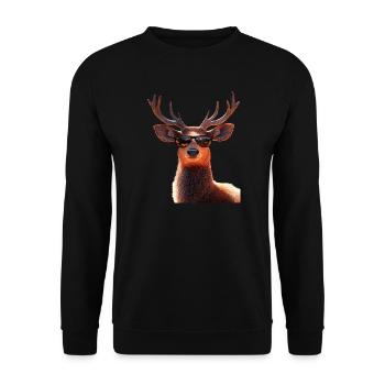 Deer, Antlers, Hunting, Deer, Reindeer, Red Deer, Hunter - Unisex Sweatshirt - black - Front - Alina (178cm) & Michal (187cm)