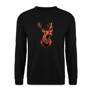 Hirsch Geweih Jagd Reh Rentier Rothirsch Jäger - Unisex Pullover - Schwarz - Vorne - Alina (178cm) & Michal (187cm)