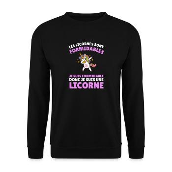 je suis formidable donc je suis une licorne - Sweat-shirt Unisexe - noir - Devant - Alina (178cm) & Michal (187cm)