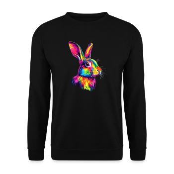 Hase Kaninchen Liebhaber Feldhase Bunny Süße Hasen - Unisex Pullover - Schwarz - Vorne - Alina (178cm) & Michal (187cm)