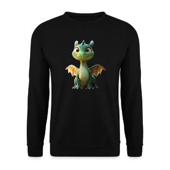 Drache Kleiner Grüner Baby Drache Süße Drachen - Unisex Pullover - Schwarz - Vorne - Alina (178cm) & Michal (187cm)