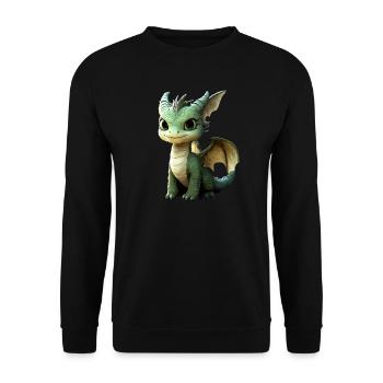 Drache Kleiner Grüner Baby Drache Süße Drachen - Unisex Pullover - Schwarz - Vorne - Alina (178cm) & Michal (187cm)