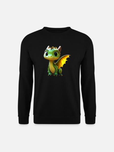 Drache Kleiner Grüner Baby Drache Süße Drachen - Unisex Pullover - Schwarz