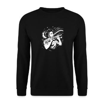 Flutist Drawing - Unisex Sweatshirt - black - Front - Alina (178cm) & Michal (187cm)