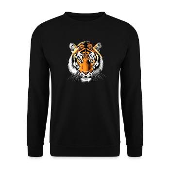Tiger Raubkatze Wildnis Tiger Katzen Süßer Tiger - Unisex Pullover - Schwarz - Vorne - Alina (178cm) & Michal (187cm)