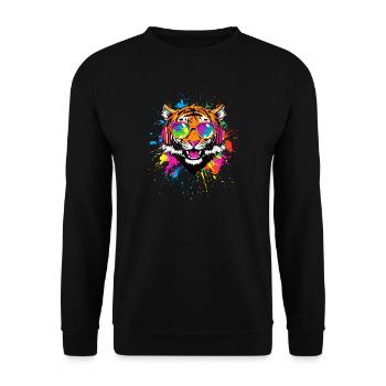 Tiger Raubkatze Wildnis Tiger Katzen Süßer Tiger - Unisex Pullover - Schwarz - Vorne - Alina (178cm) & Michal (187cm)