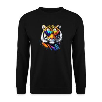 Tiger Raubkatze Wildnis Tiger Katzen Süßer Tiger - Unisex Pullover - Schwarz - Vorne - Alina (178cm) & Michal (187cm)