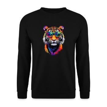 Tiger Raubkatze Wildnis Tiger Katzen Süßer Tiger - Unisex Pullover - Schwarz - Vorne - Alina (178cm) & Michal (187cm)