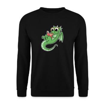 Drache Bücher Buch Lesen - Unisex Pullover - Schwarz - Vorne - Alina (178cm) & Michal (187cm)