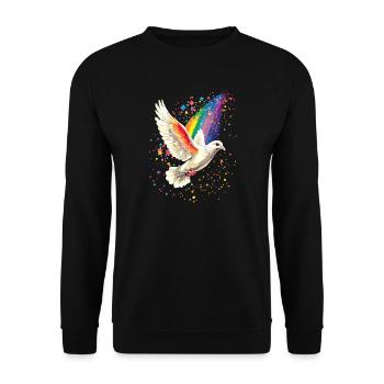 Taube Weiß Frieden Peace Ringeltaube Weiße Tauben - Unisex Pullover - Schwarz - Vorne - Alina (178cm) & Michal (187cm)