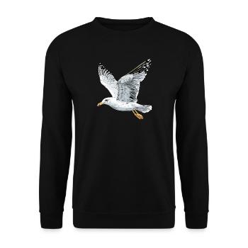 Seagull, Beach, Sea, North Sea, Baltic Sea, Herring Gull, Seagulls - Unisex Sweatshirt - black - Front - Alina (178cm) & Michal (187cm)