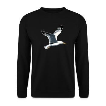 Seagull, Beach, Sea, North Sea, Baltic Sea, Herring Gull, Seagulls - Unisex Sweatshirt - black - Front - Alina (178cm) & Michal (187cm)
