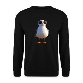 Seagull, Beach, Sea, North Sea, Baltic Sea, Herring Gull, Seagulls - Unisex Sweatshirt - black - Front - Alina (178cm) & Michal (187cm)