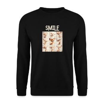 Niedliche Rehkitz-Gesichter Collage - Fotobox - Unisex Pullover - Schwarz - Vorne - Alina (178cm) & Michal (187cm)