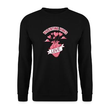 Valentine Vibes für verliebte zu Valentinstag - Unisex Pullover - Schwarz - Vorne - Alina (178cm) & Michal (187cm)