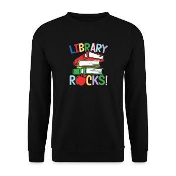 Library rocks - Unisex Pullover - Schwarz - Vorne - Alina (178cm) & Michal (187cm)
