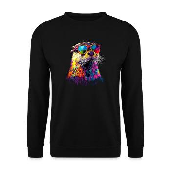 Loutre Loutre de mer Loutre Loutre Martre amour Loutre mignonne - Sweat-shirt Unisexe - noir - Devant - Alina (178cm) & Michal (187cm)