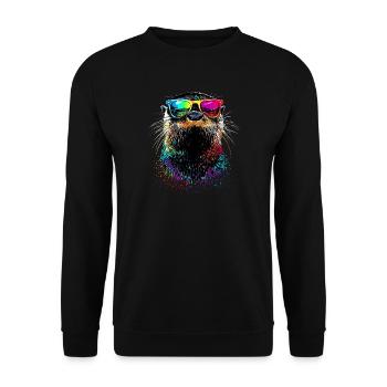 Loutre Loutre de mer Loutre Loutre Martre amour Loutre mignonne - Sweat-shirt Unisexe - noir - Devant - Alina (178cm) & Michal (187cm)