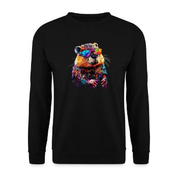 Beaver Motif Beaver Whisperer Rodents Cute Beaver - Unisex Sweatshirt - black - Front - Alina (178cm) & Michal (187cm)